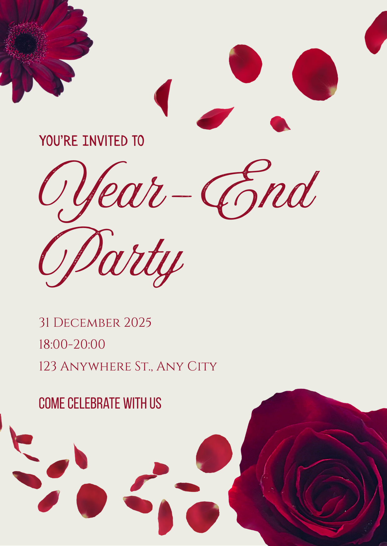 Thiệp Year End Party phong cách thiên nhiên