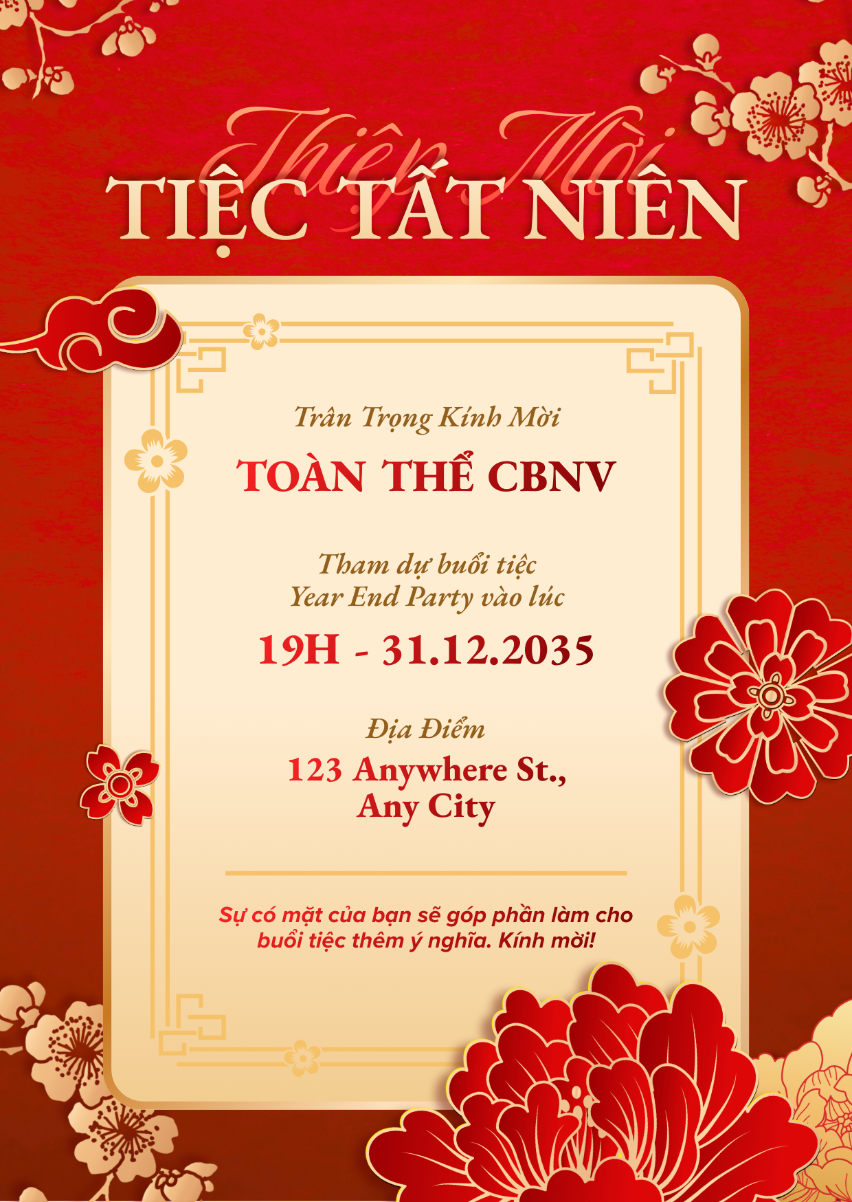 Thiệp Year End Party phong cách thiên nhiên