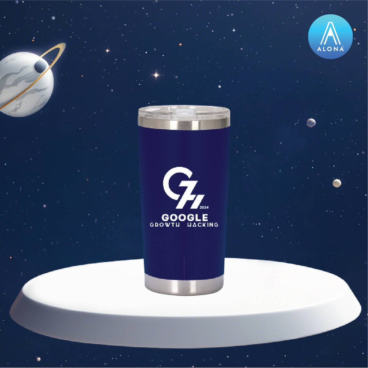 Mẫu thiết kế bình giữ nhiệt in logo Google Growth Hacking 2024