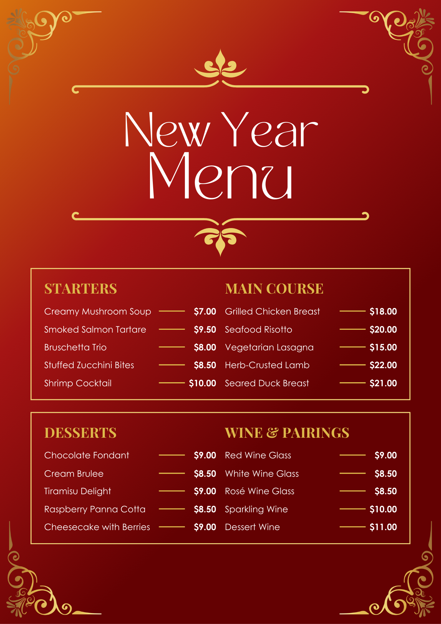 Mẫu menu Tết đẹp