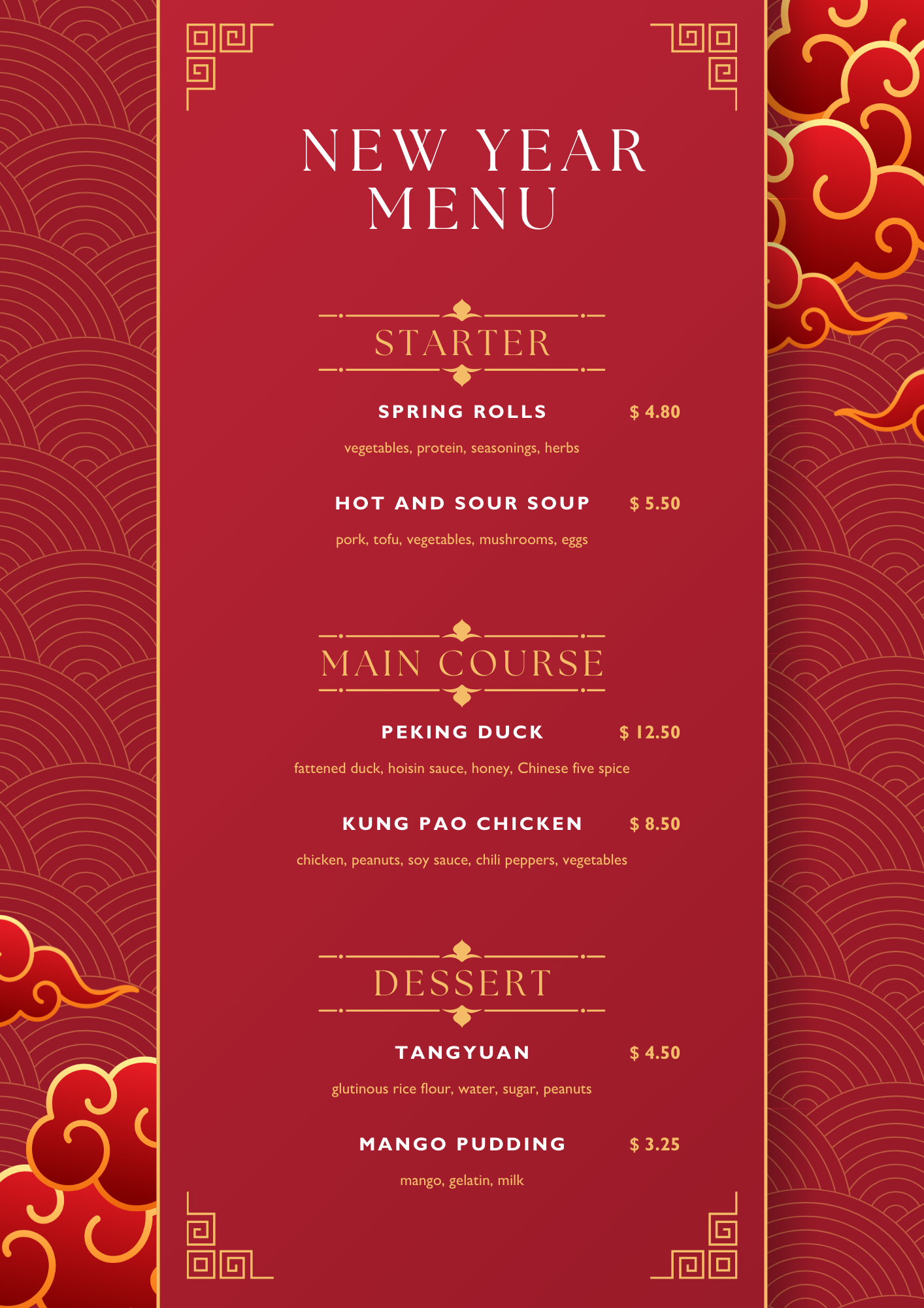 Mẫu menu Tết đẹp