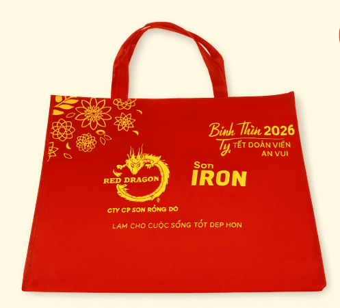 Túi vải đựng quà Tết thiết kế theo nhận diện thương hiệu
