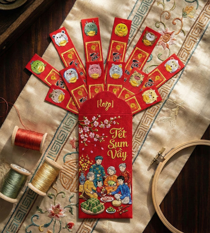 Bao lì xì gieo quẻ thiết kế riêng theo concept thương hiệu 