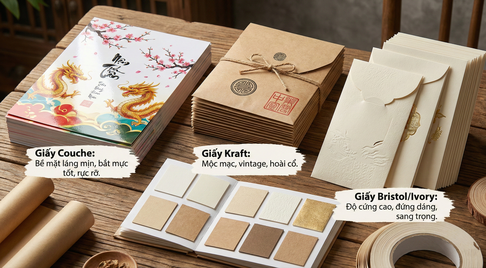 chất liệu bao lì xì gieo quẻ tham khảo