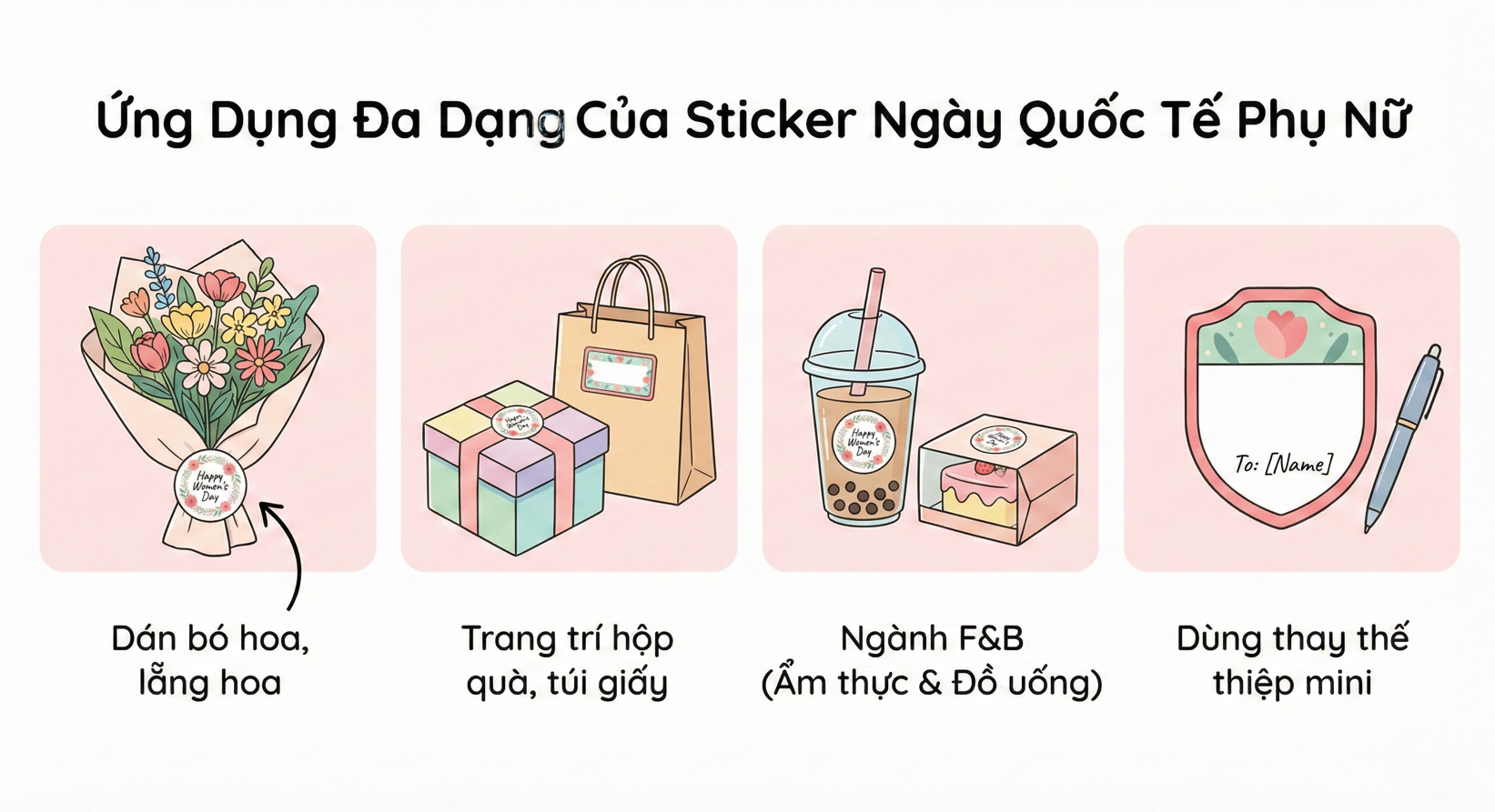ứng dụng đang dạng của sticker 8/3