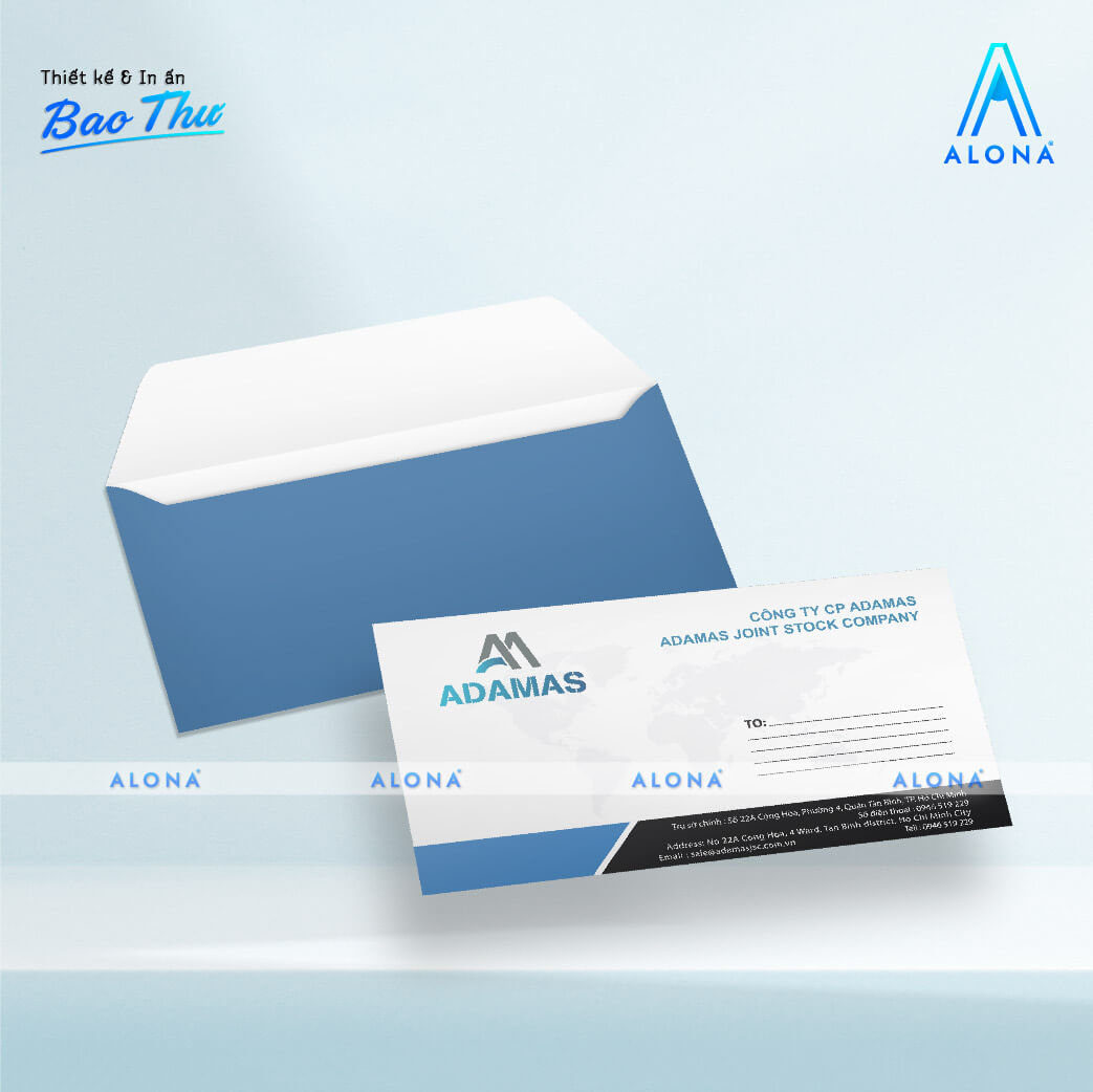 Bao thư xanh dương trắng thanh lịch, mang phong cách hiện đại