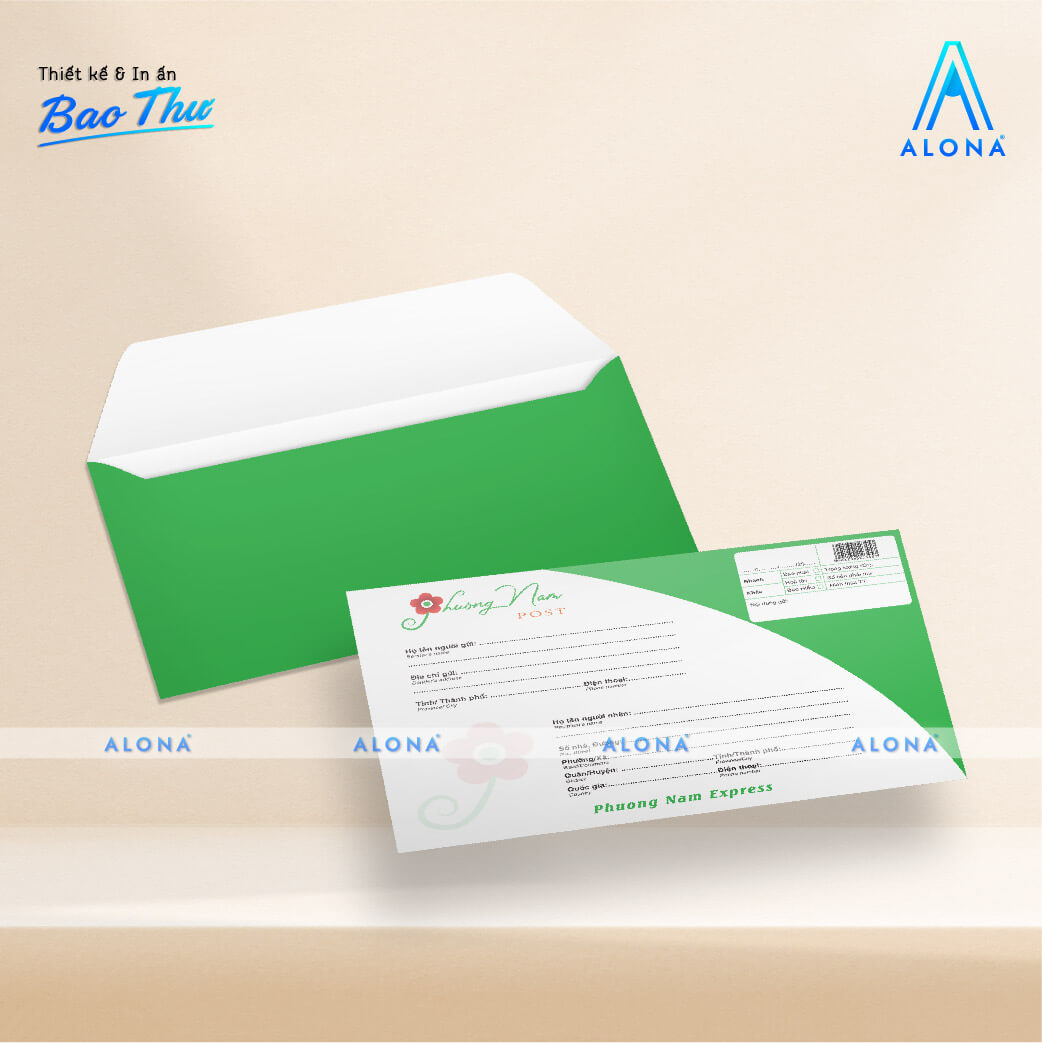 Bao thư chuyển phát thiết kế xanh trắng trẻ trung, dễ nhận diện và tiện dụng