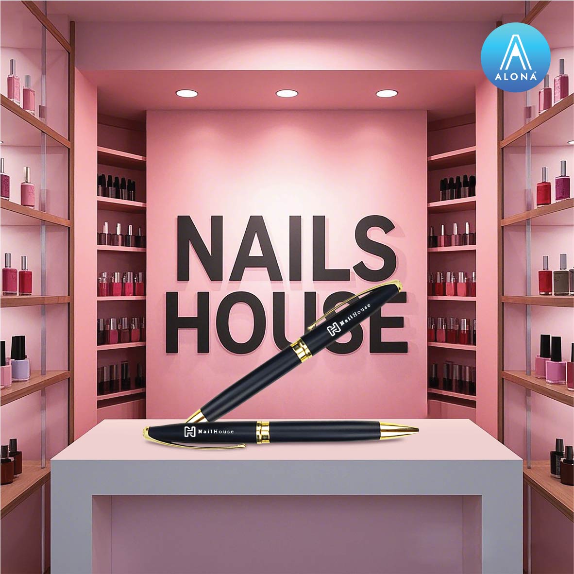 Bút ký cao cấp Nail House màu đen viền vàng tinh xảo trong từng chi tiết 
