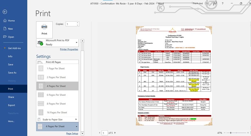 Hướng dẫn cách in 4 trang trên 1 mặt giấy trong Microsoft Word, từng bước đơn giản và dễ hiểu.