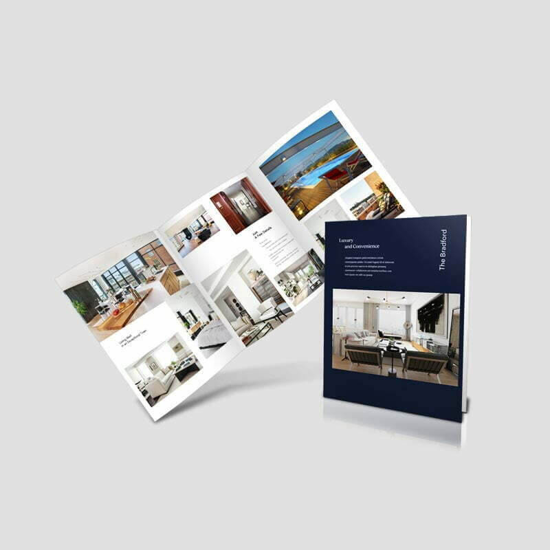 Catalogue bất động sản với hình ảnh nội thất sang trọng và tiện nghi hiện đại