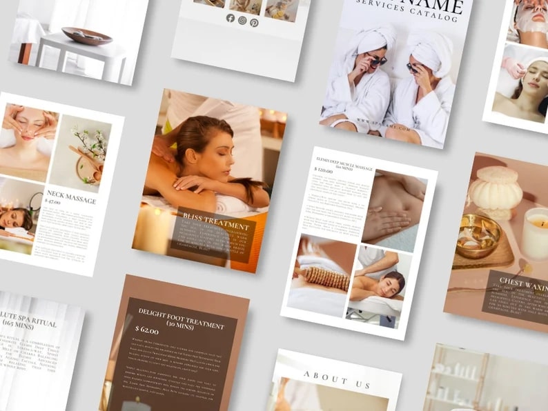 Khách hàng tham khảo catalogue spa chuyên nghiệp