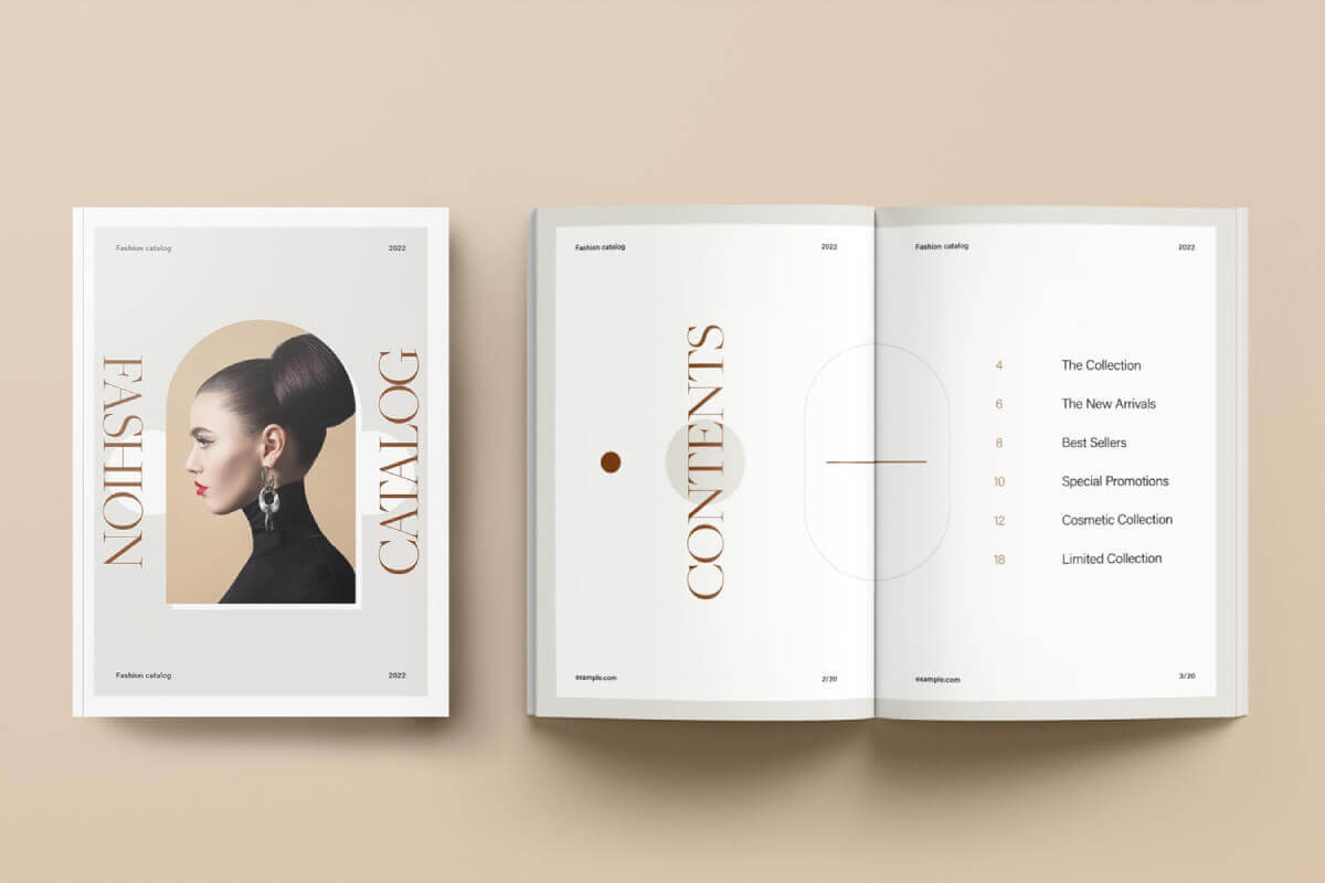 Catalogue thời trang cao cấp, thiết kế tối giản với tông màu be sang trọng