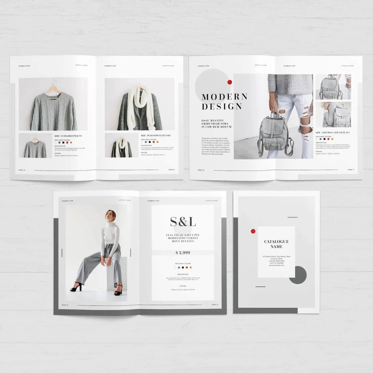 Catalogue thời trang hiện đại, phối màu tối giản với hình ảnh sản phẩm tinh tế, sang trọng