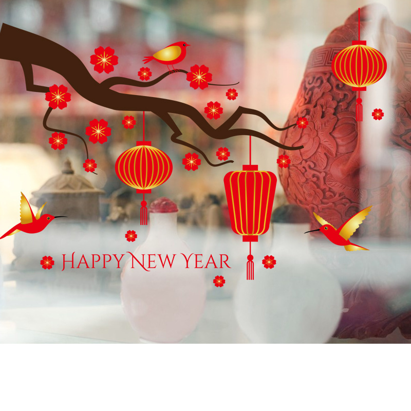 Mẫu decal dán kính trang trí Tết được yêu thích