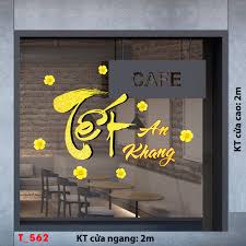 Mẫu decal trang trí Tết câu đối và chữ thư pháp
