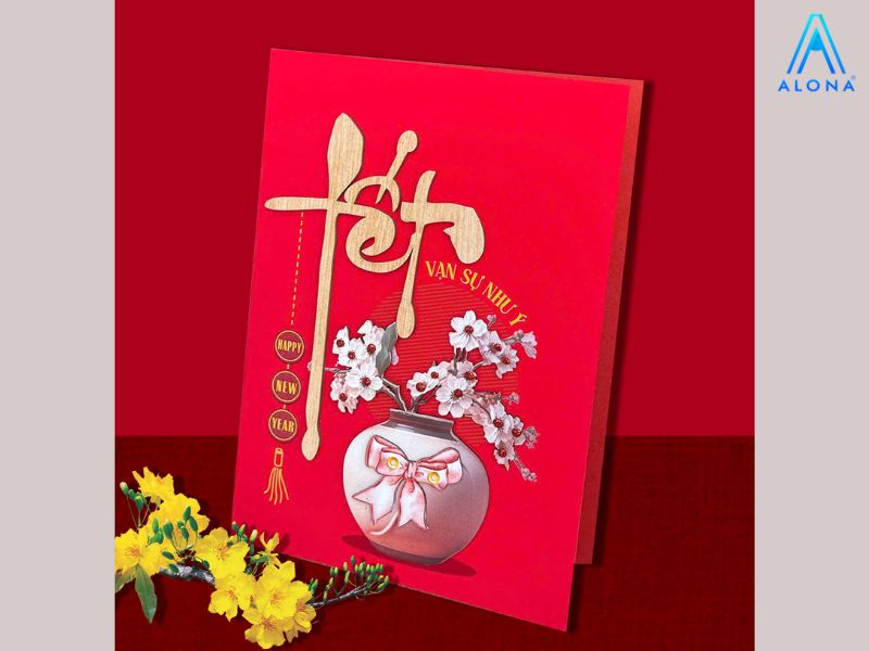 Mẫu thiệp Tết hiện đại phong cách trẻ trung