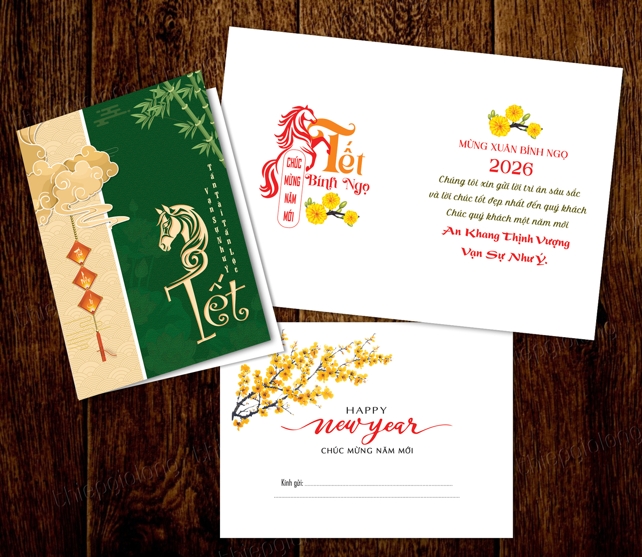 Mẫu thiệp Tết phong cách truyền thống