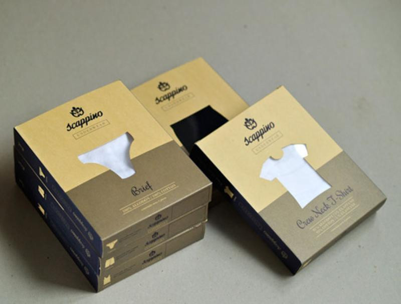 Mẫu hộp giấy đựng quần áo nam nắp gài