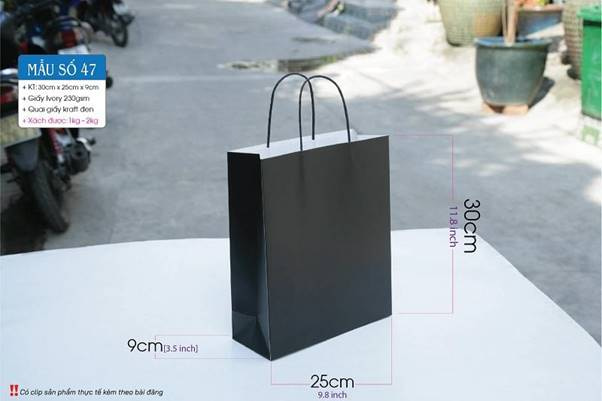Size phổ biến của các loại túi giấy