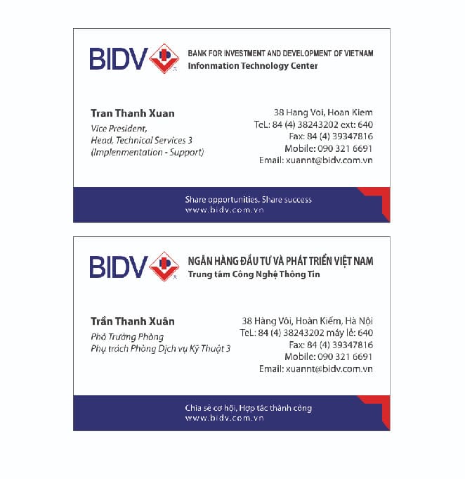 Card visit ngân hàng Vietcombank