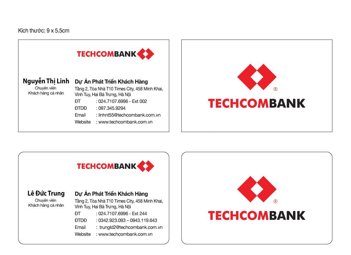 Card visit ngân hàng Techcombank