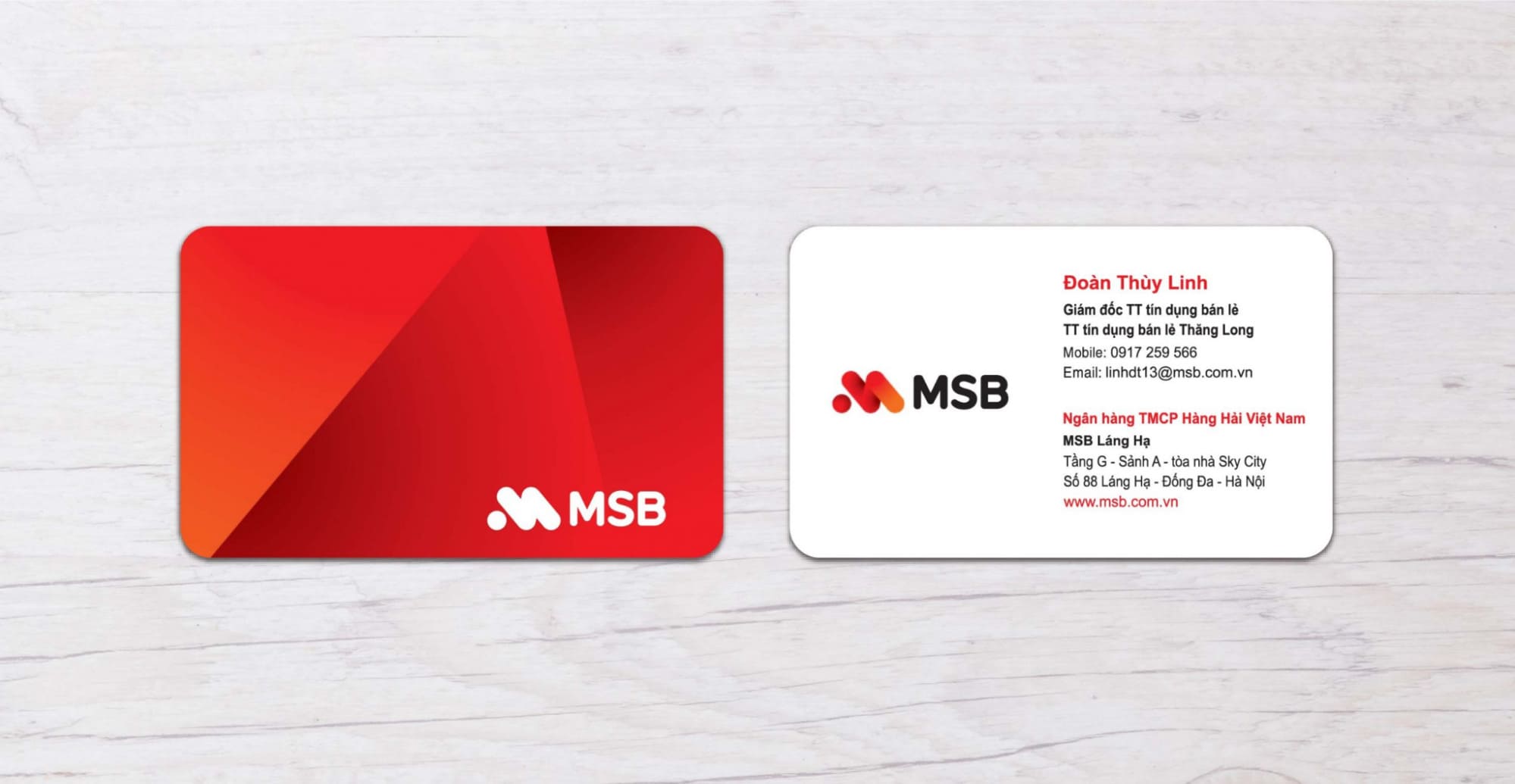 Card visit ngân hàng MSB Bank (Maritime Bank):