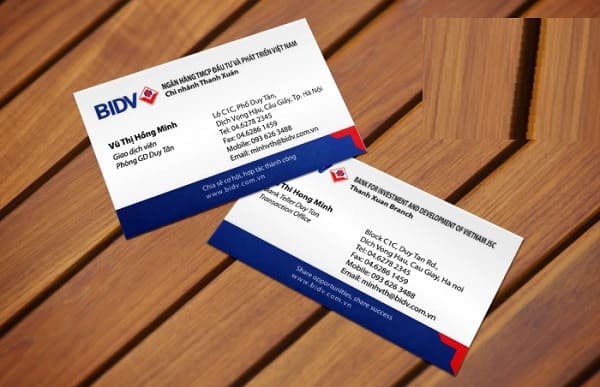 Card visit ngân hàng Vietcombank