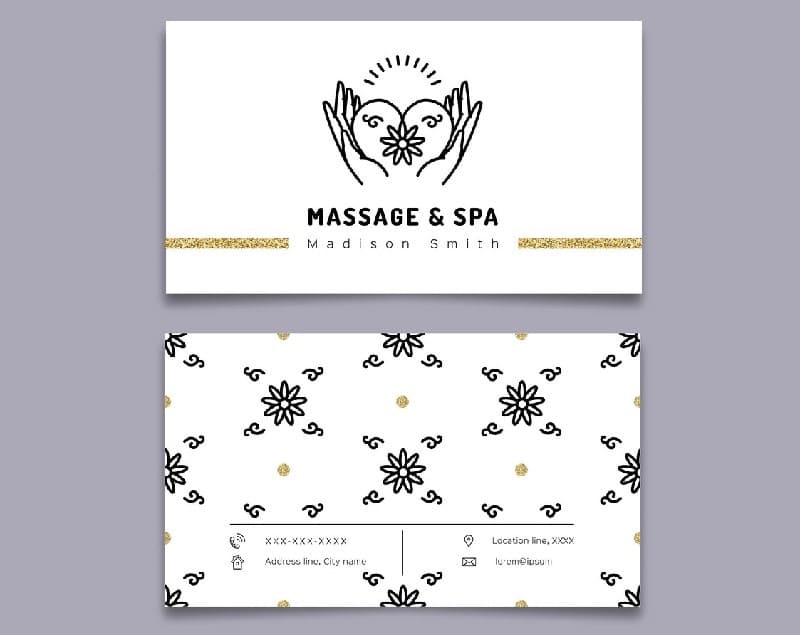 Mẫu card visit spa họa tiết đen trên nền trắng Mẫu card visit spa họa tiết đen trên nền trắng