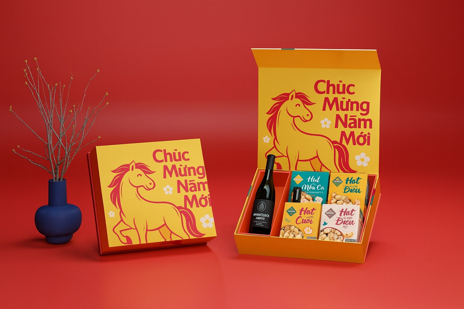 Mẫu hộp quà Tết hình linh vật Bính Ngọ