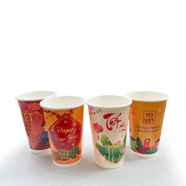 Mẫu ly giấy Tết thân thiện môi trường