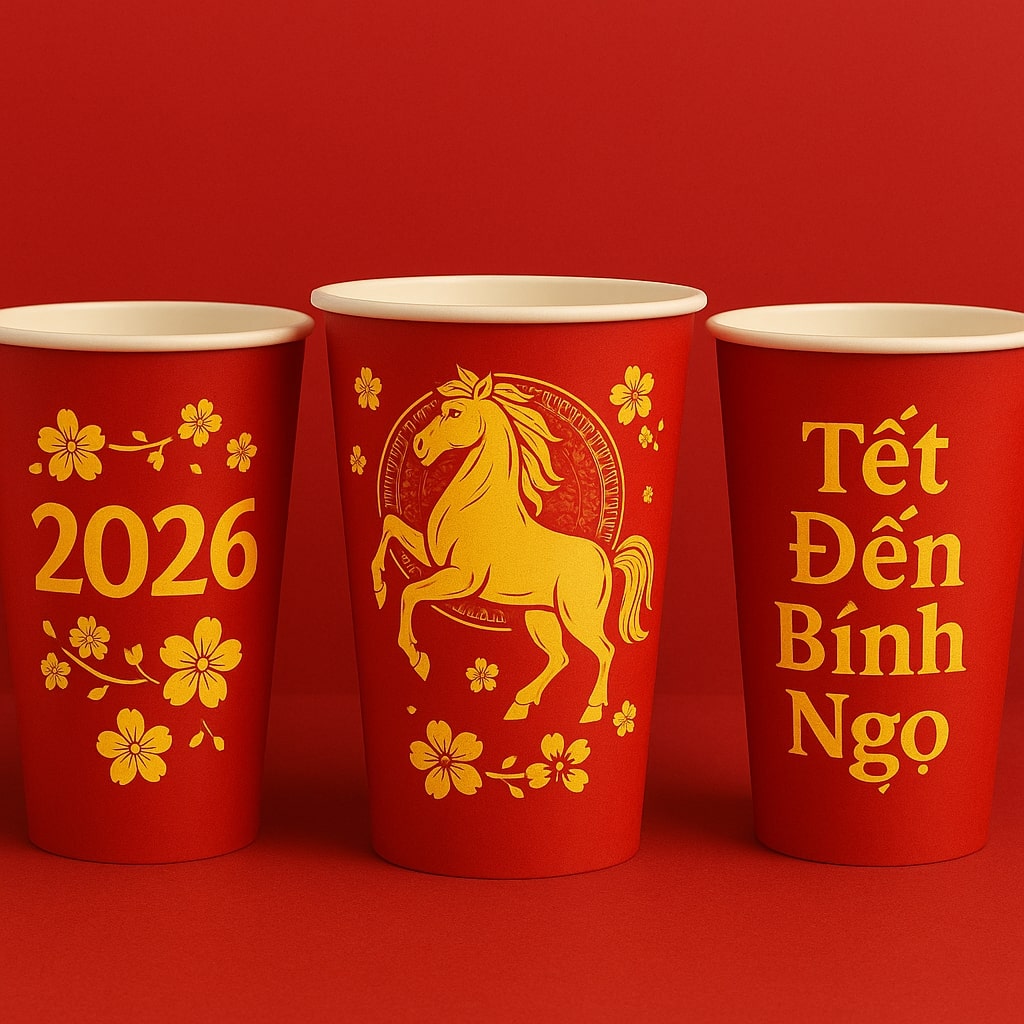 Mẫu ly Tết họa tiết linh vật Bính Ngọ