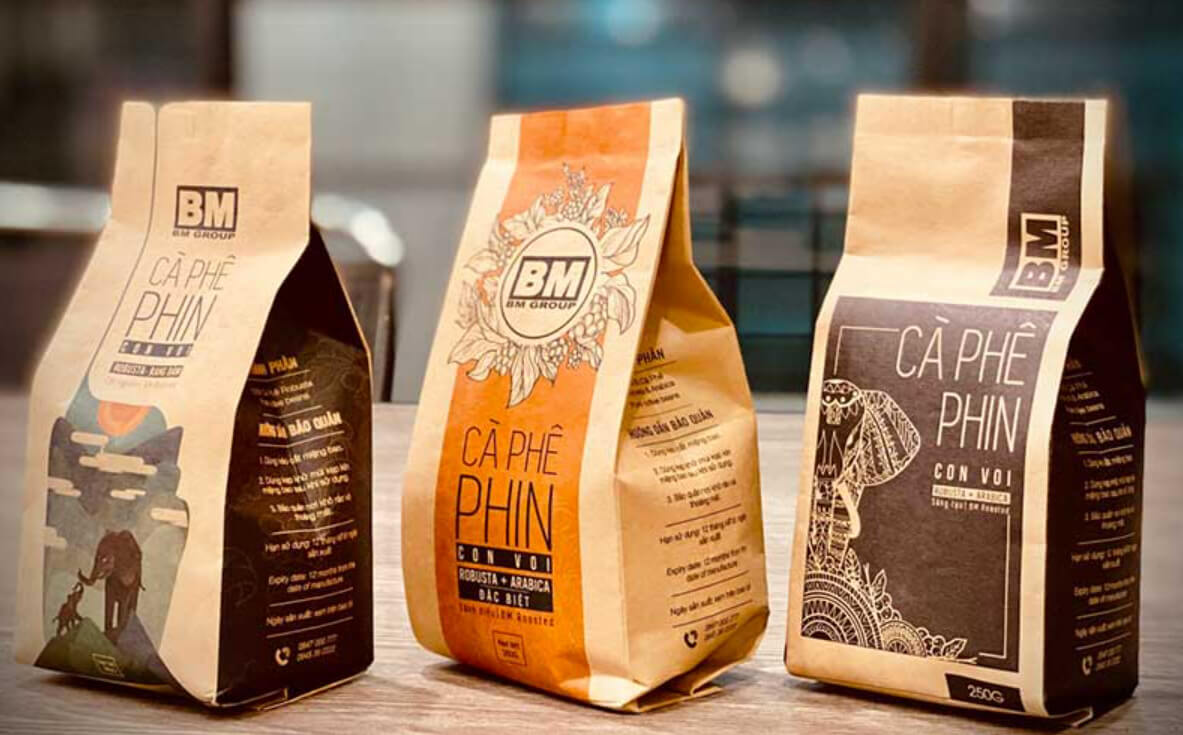 Gia công túi giấy đựng cà phê sau khi in
