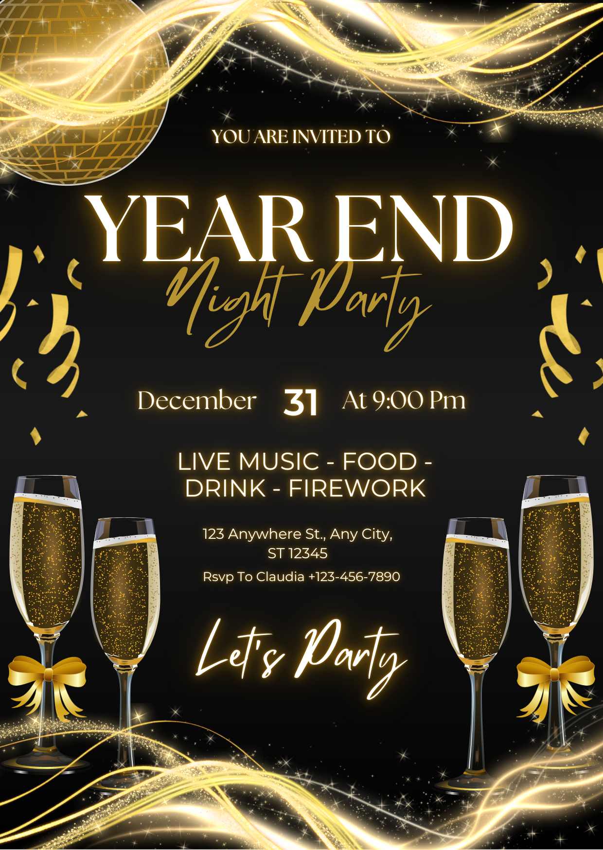 Thiệp Year End Party phong cách sang trọng