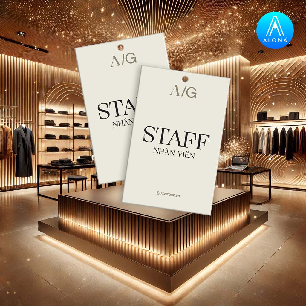 Tag thẻ nhân viên A/G dáng chữ nhật bo góc, phong cách tối giản