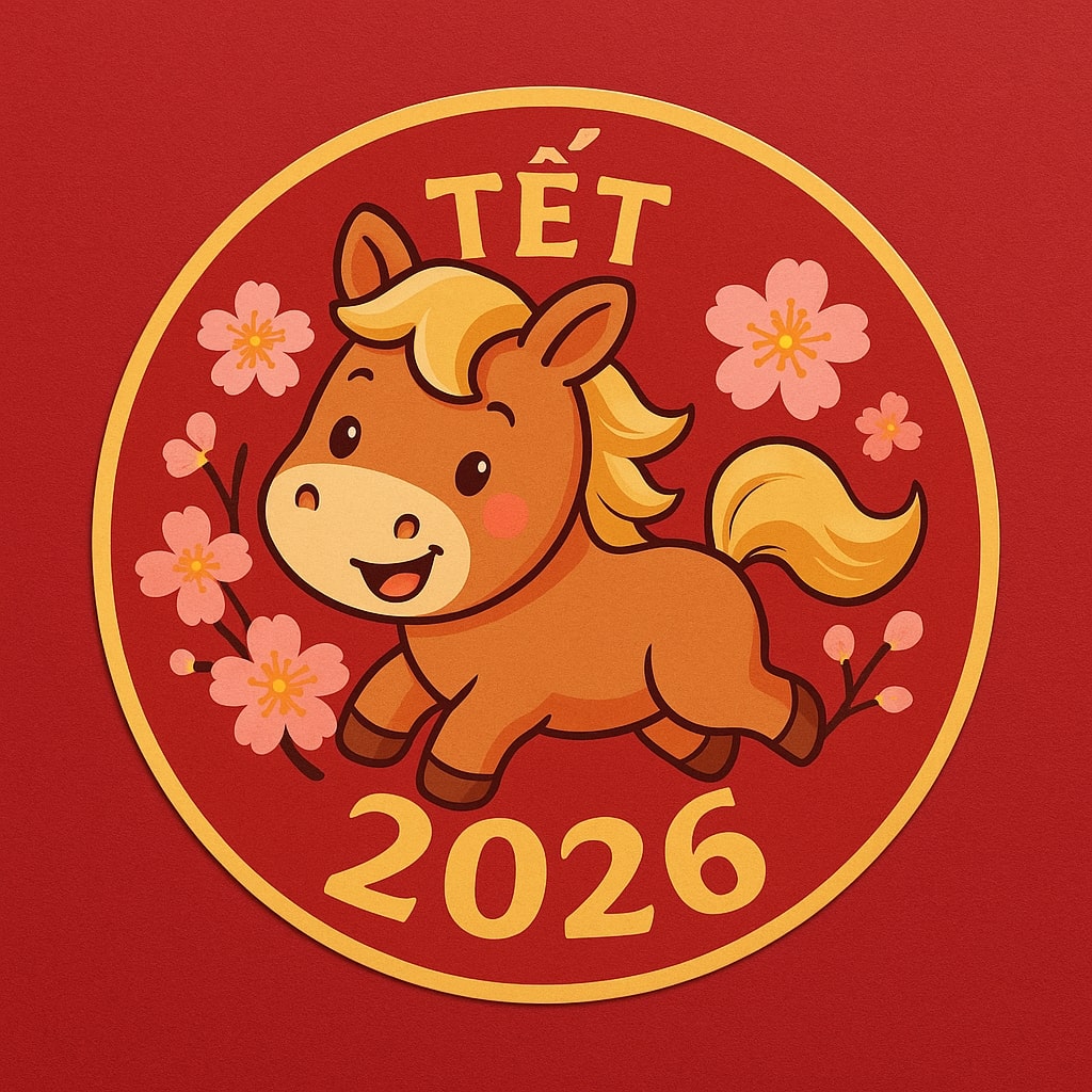 Hình ảnh linh vật ngựa cách điệu ngộ nghĩnh và may mắn