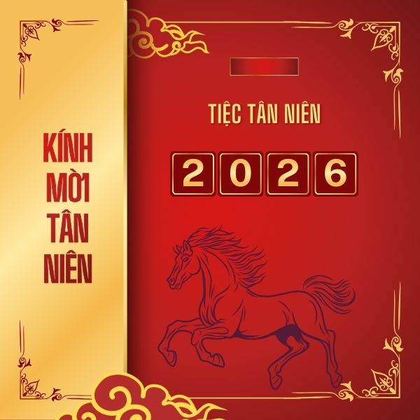 Thiệp mời tết thiết kế năm Bính Ngọ