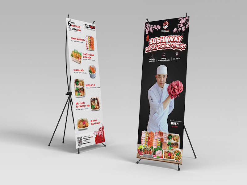 Standee nổi bật với thiết kế gọn nhẹ, linh hoạt trong việc thay đổi vị trí