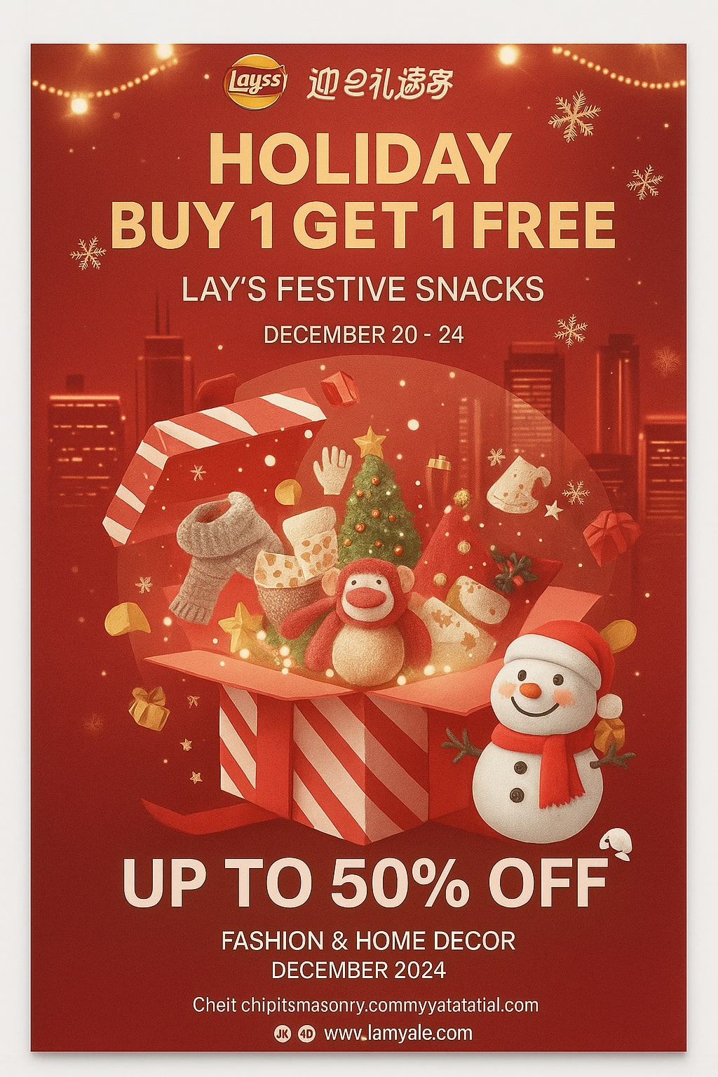 tờ rơi noel hiện đại màu đỏ