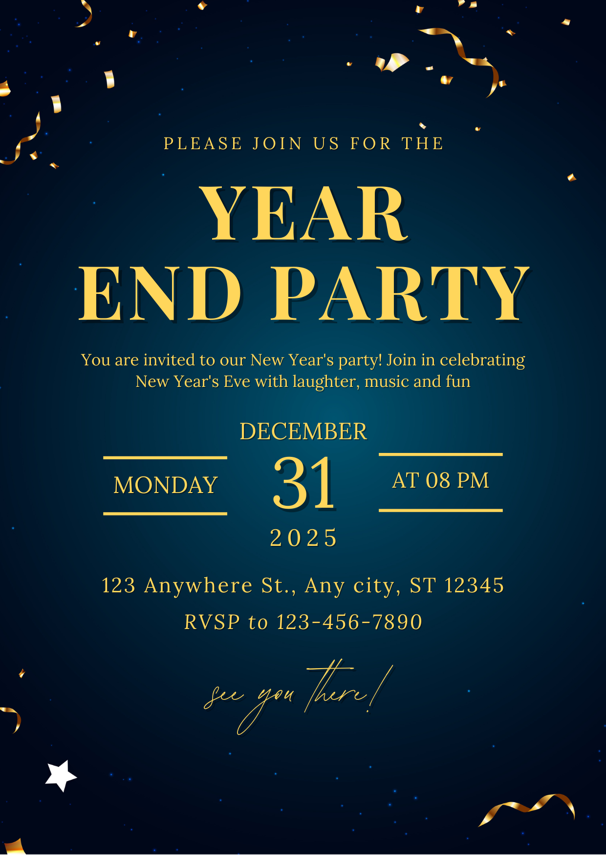 Thiệp mời Year End Party phong cách tối giản