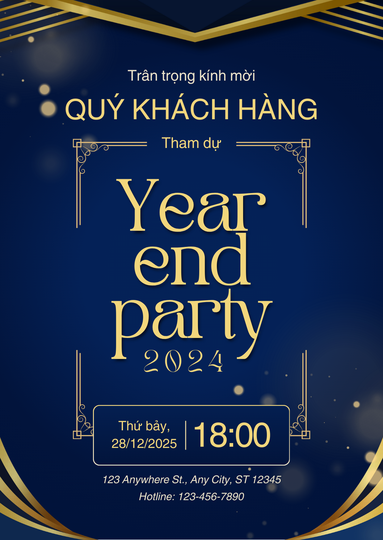 Thiệp mời Year End Party phong cách tối giản