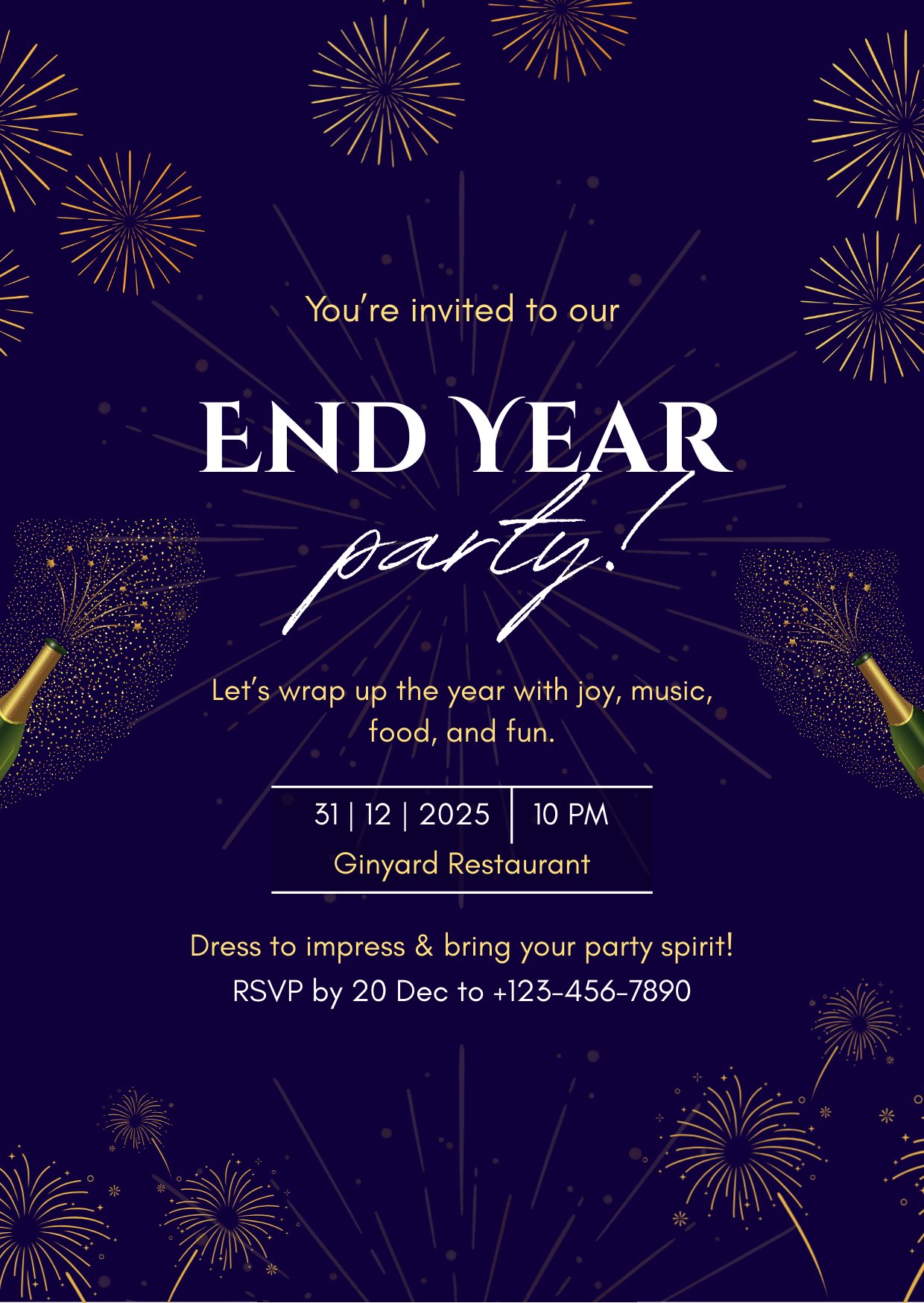 Thiệp mời Year End Party phong cách tối giản