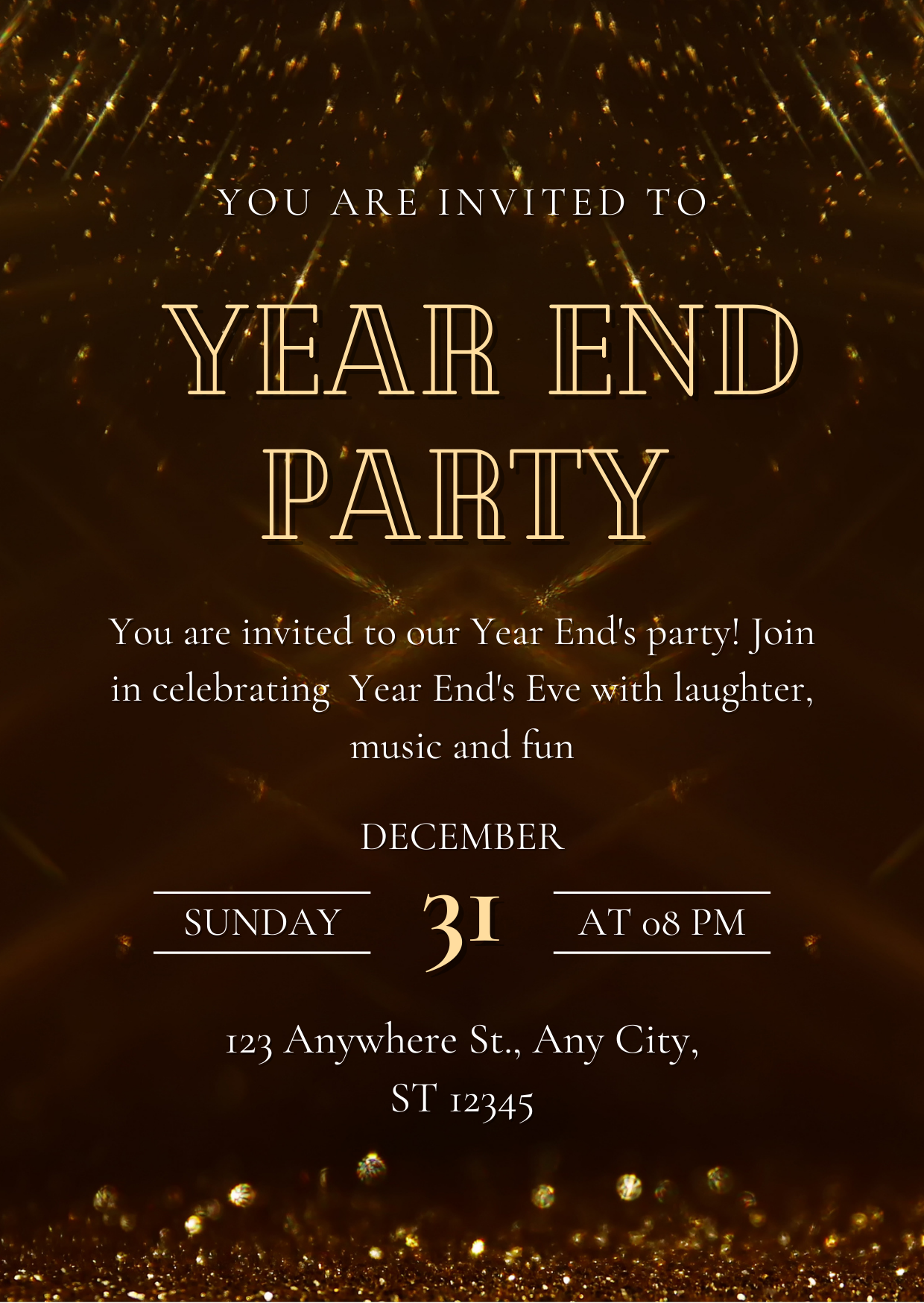 Thiệp mời Year End Party phong cách tối giản