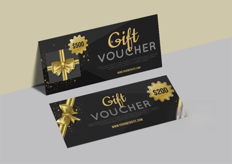 Mẫu voucher tết sang trọng ép kim, dập nổi