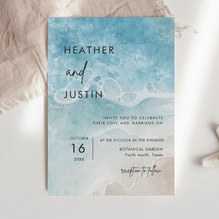Beach-themed wedding invitation design